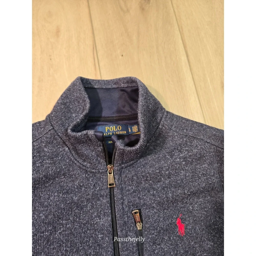 Polo Ralph Lauren Vest Men's Large Fleece Lined Blue Full Zip Outdoor Hike Golf